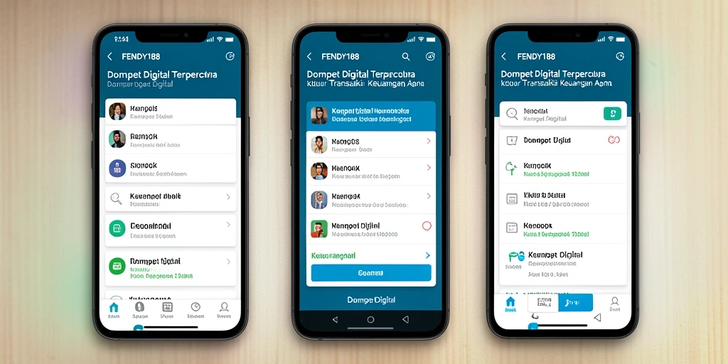 Antarmuka modern dan fungsional dari FENDY188 sebagai Dompet Digital.