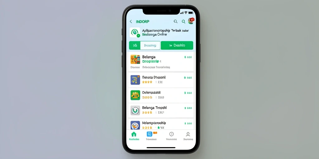 Antarmuka utama aplikasi INDORP dengan fitur Dropship yang cepat.