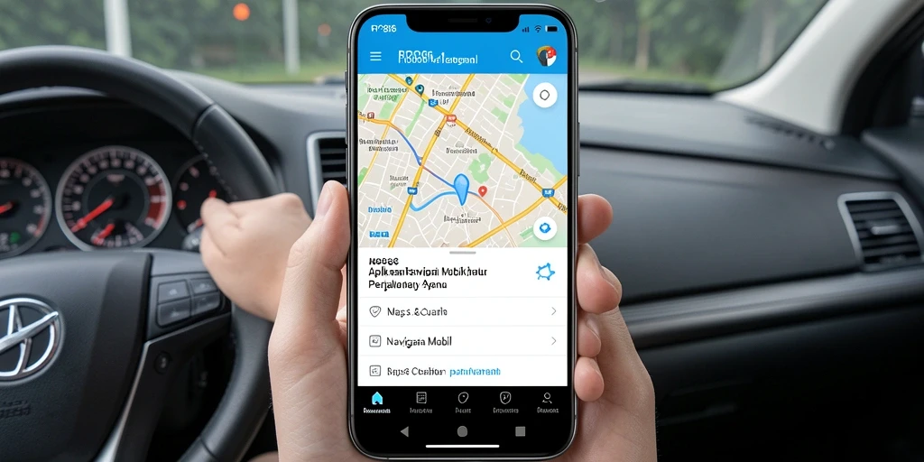 Tampilan antarmuka navigasi mobil RP886 yang interaktif dan informatif.
