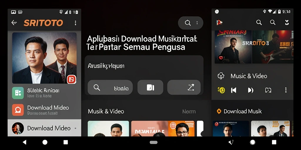 Tampilan antarmuka aplikasi Download Musik SRITOTO yang menarik dan mudah digunakan.