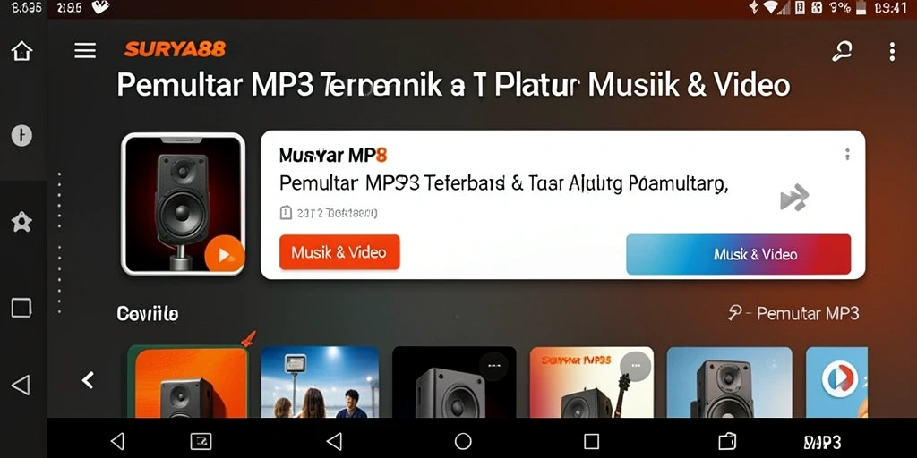 Tampilan antarmuka SURYA88 dengan pemutar MP3 yang intuitif.