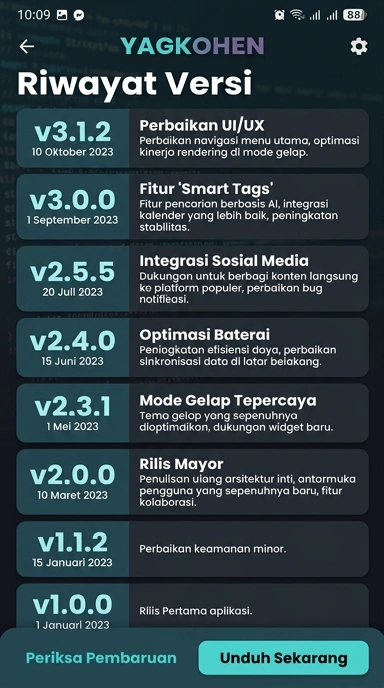 Riwayat Versi Aplikasi yagaohen untuk Android